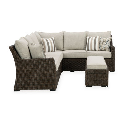 Signature Design by Ashley® Brook Ranch 3-pc. Outdoor Sofa Sectional and Bench with Cushions
