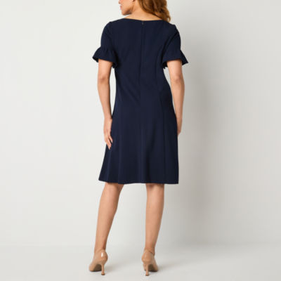 Jessica Howard Womens Short Sleeve Midi Fit + Flare Dress