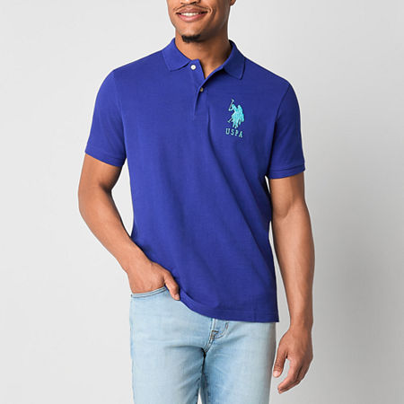 U.S. Polo Assn. Big Pony Pique Mens Regular Fit Short Sleeve Polo Shirt, Small, Blue