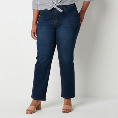 Gloria Vanderbilt Plus Womens High Rise Straight Leg Jean