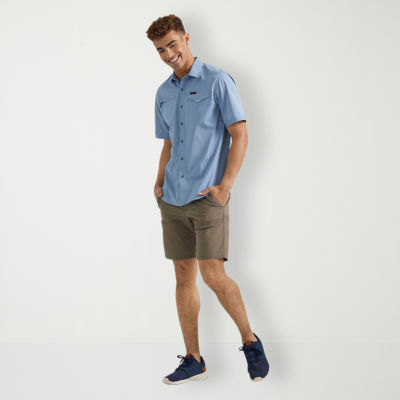 Wrangler Utility Mens Short Sleeve Regular Fit Button-Down Shirt