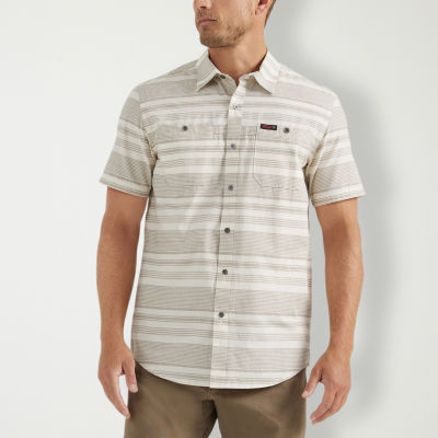 Wrangler Breeze Mens Moisture Wicking Regular Fit Short Sleeve Striped Button-Down Shirt