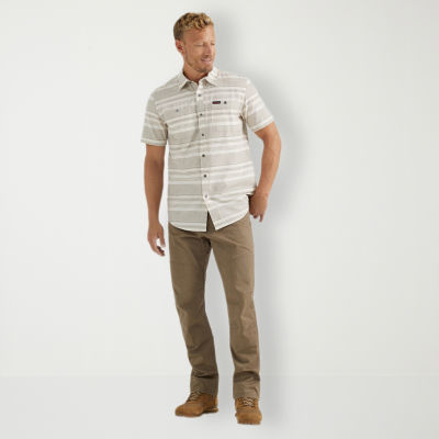 Wrangler Breeze Mens Moisture Wicking Regular Fit Short Sleeve Striped Button-Down Shirt