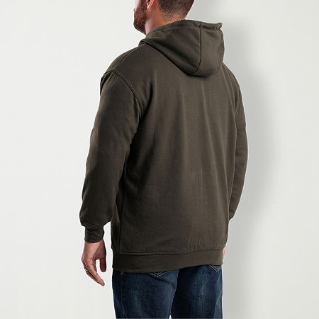 Berne Mens Long Sleeve Fleece Lined Zipper Hoodie, Large, Brown