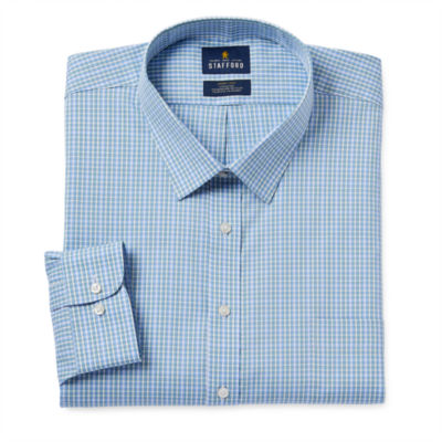 Stafford Tall Smart Tech Mens Regular Fit Stretch Fabric Wrinkle Free Long Sleeve Dress Shirt