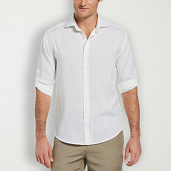 Relaxed Fit Short-sleeved linen-blend shirt - White - Men