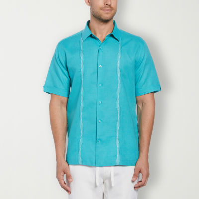 Cubavera Mens Classic Fit Short Sleeve Button-Down Shirt