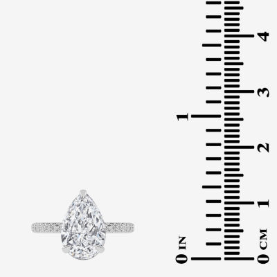 (G-H / Si1-Si2) Womens 2 1/4 CT. T.W. Lab Grown White Diamond 14K Gold Pear Side Stone Engagement Ring