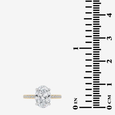 (G-H / Si1-Si2) Womens 2 1/4 CT. T.W. Lab Grown White Diamond 14K White Gold Oval Side Stone Engagement Ring