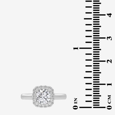 1 CT. T.W. Lab-Grown (G-H / SI1-SI2) Diamond Cushion Halo Engagement Ring in 10K Gold
