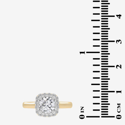 1 CT. T.W. Lab-Grown (G-H / SI1-SI2) Diamond Cushion Halo Engagement Ring in 10K Gold