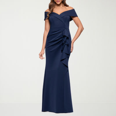 DJ Jaz Off The Shoulder Womens Short Sleeve Evening Gown