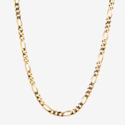 14K Gold Over Silver Solid Figaro Chain Necklace