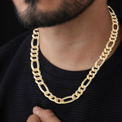 14K Gold Over Silver Solid Figaro Chain Necklace