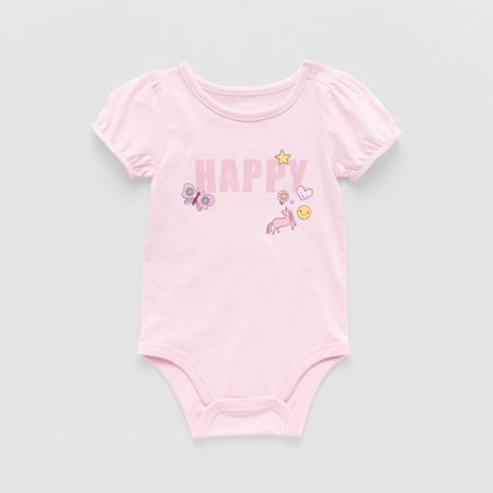 Okie Dokie Baby Girls Short Sleeve Bodysuit, 24 Months, Beige