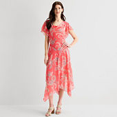 Premier Amour Womens Midi Scoop Neck Sleeveless Floral Fit + Flare Dress,  Color: White Yellow - JCPenney