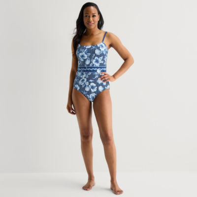 Liz Claiborne Womens Floral One Piece Swimsuit