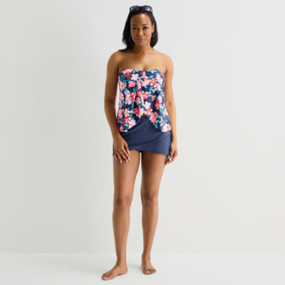 Liz Claiborne Womens Floral Tankini Swimsuit Top