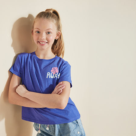 Roxy Big Kid Girls Crew Neck Short Sleeve Regular Fit Graphic T-Shirt, 8-10 (m), Blue