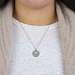 Womens Sterling Silver Round Pendant Necklace