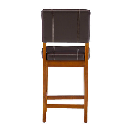 Triena Milano Counter-Height Upholstered Barstool With Back, One Size, Brown