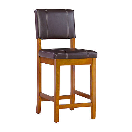 Triena Milano Counter-Height Upholstered Barstool With Back, One Size, Brown