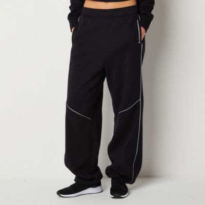 Mid-Rise Wide-Leg Satin Track Pants