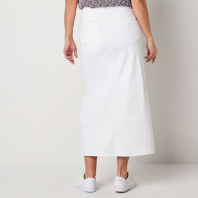 Liz Claiborne Womens Mid Rise Stretch Fabric Midi Denim Skirt