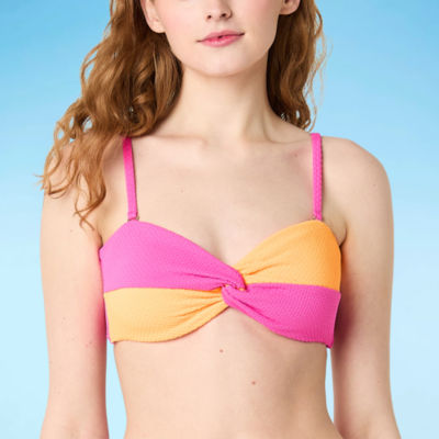 Decree Textured Bandeau Bikini Swimsuit Top Juniors