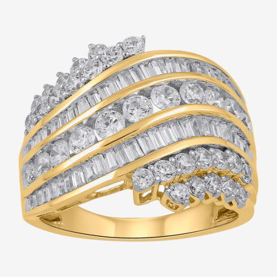 (I2/ I) Womens 2 CT. T.W. Lab Grown White Diamond 10K Gold Cocktail Ring