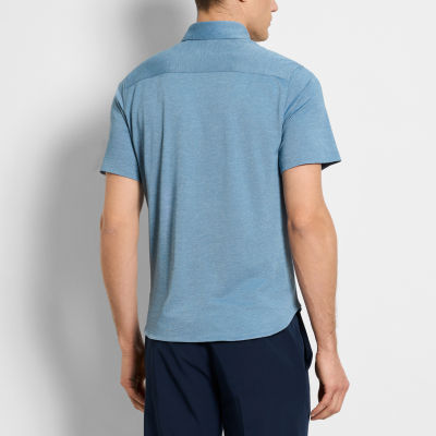 Van Heusen Performance Slim Mens Moisture Wicking Fit Short Sleeve Button-Down Shirt