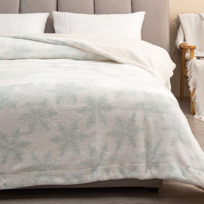 Linery Velvet Plush Sherpa Washable Reversible Midweight Throw