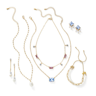 Bijoux Bar Delicates Gold Tone Womens Blue Glass 16 Inch Pendant Necklaces