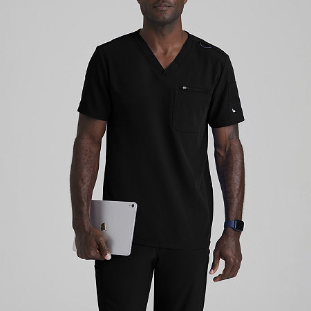 Barco Unify But153 Rally 3-pocket Mens Big And Tall V Neck Short Sleeve Stretch Fabric Moisture Wicking Wrinkle  In Black