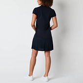 IZOD Womens Short Sleeve Shirt Dress Juniors