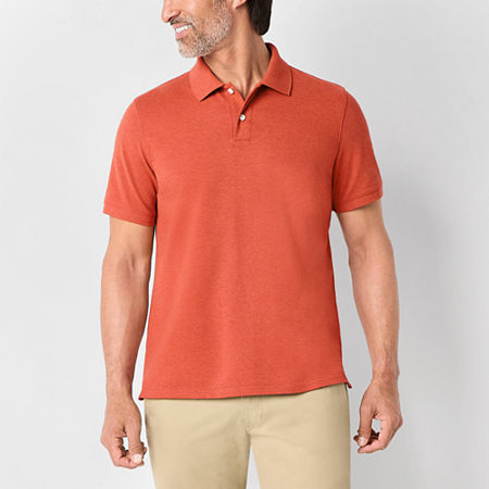 St. John's Bay Premium Stretch Mens Classic Fit Short Sleeve Polo Shirt In Orange