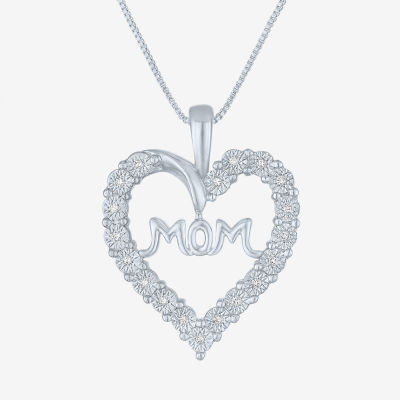 Yes, Please! (G-H / Si2-I1) Womens Diamond Accent Lab Grown White Diamond Pure Silver Over Brass Heart 18 Inch Pendant Necklace
