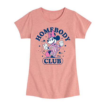 Disney Collection Little & Big Kid Girls Crew Neck Short Sleeve Regular Fit Minnie Mouse Graphic T-Shirt, X-large, Pink