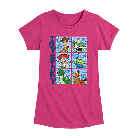 Disney Collection Toddler Girls Crew Neck Short Sleeve Regular Fit Buzz Lightyear Jessie Rex Graphic T-Shirt, 3t, Pink