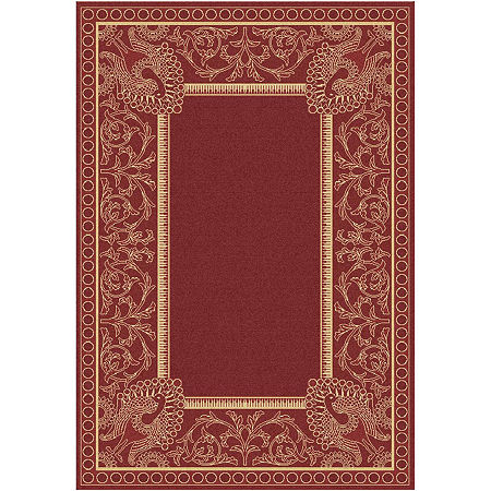 Courtyard Peacock Indoor/Outdoor Square Rug - 7'10X7'10, One Size, Red