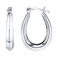 Sterling Silver Puff Hoop Earrings, One Size