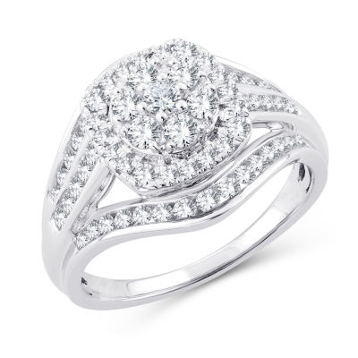 Womens 1 CT. T.W. Natural White Diamond 10K Gold Cushion Engagement Ring