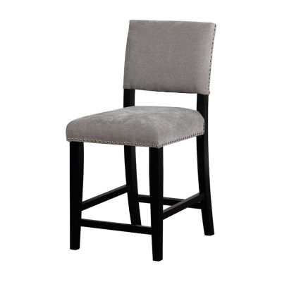 Clayton Velvet Upholstered Nailhead Trim Counter Stool, Color Dark