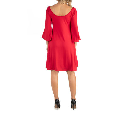 24/7 Comfort Apparel Knee Cold Shoulder Dress