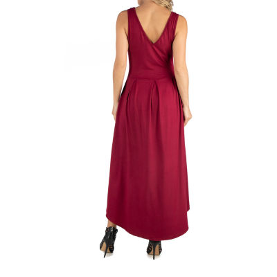 24/7 Comfort Apparel Sleeveles Fit and Flare High Low Dress
