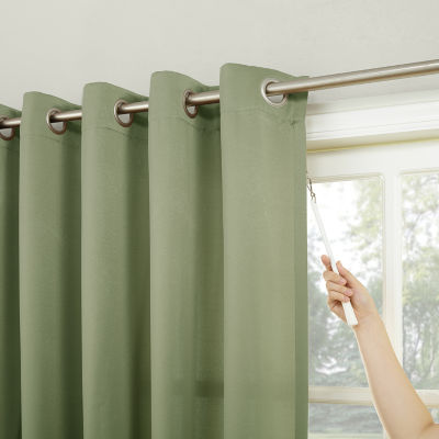 Sun Zero Emory 100"W X 84"L Energy Saving Light-Filtering Grommet Top Single Patio Door Curtain