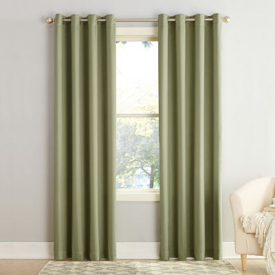 Sun Zero Emory Energy Saving Light-Filtering Grommet Top Single Curtain ...