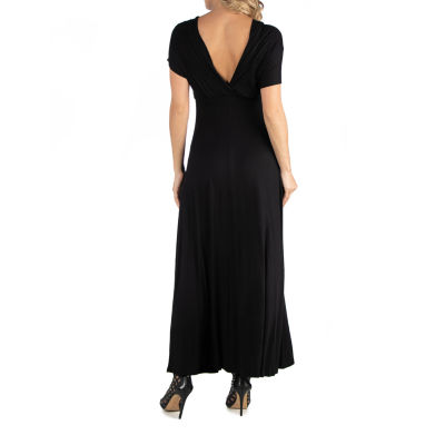 24/7 Comfort Apparel Cap Sleeve V-Neck Maxi Dress