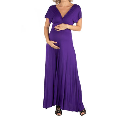 24/7 Comfort Apparel Cap Sleeve V-Neck Maxi Dress