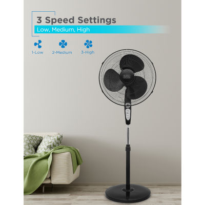 Black+Decker BFSR18B 18 Inches Stand Fan With Remote Black